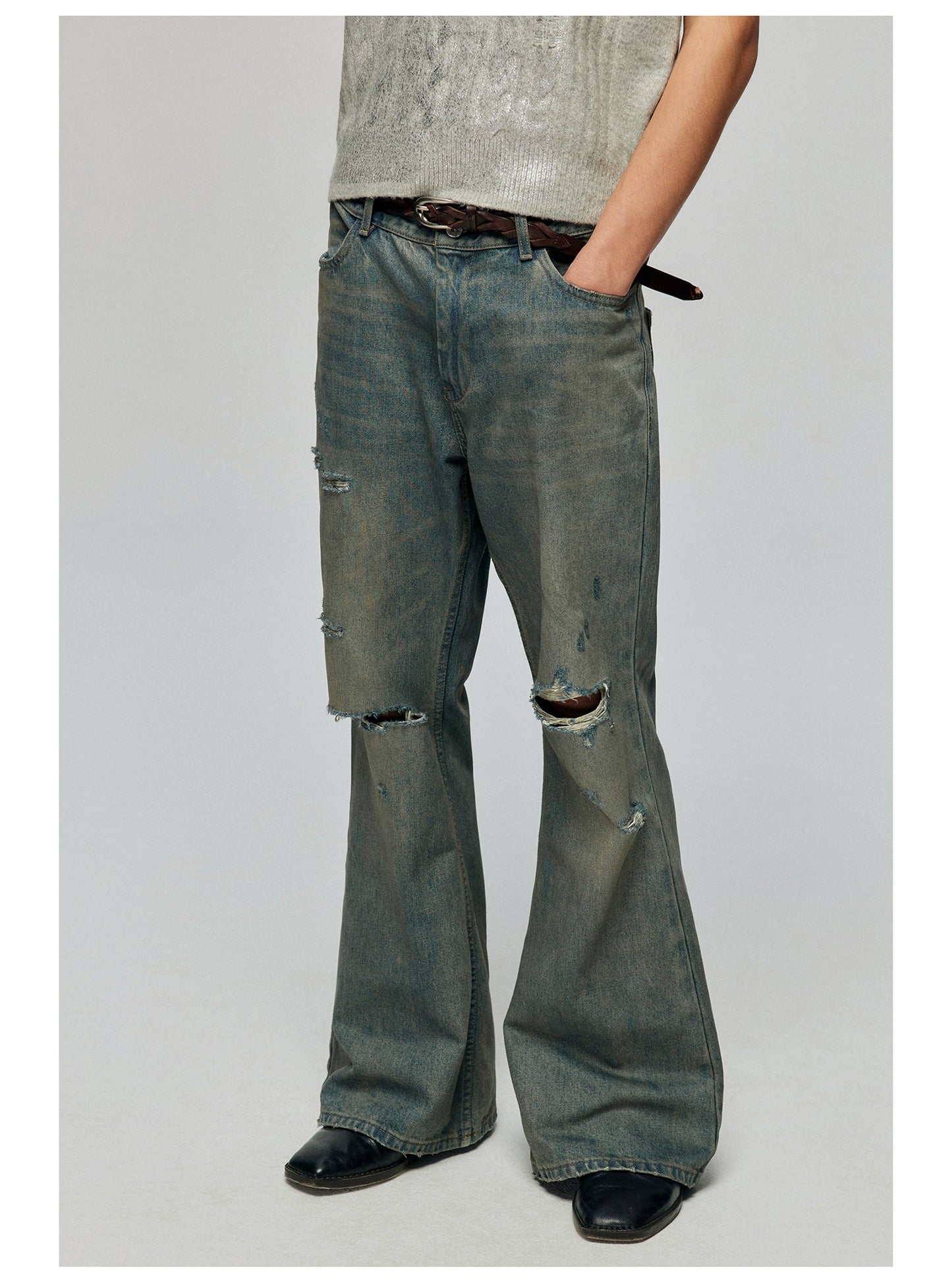 vintage distressed bootcut jeans
