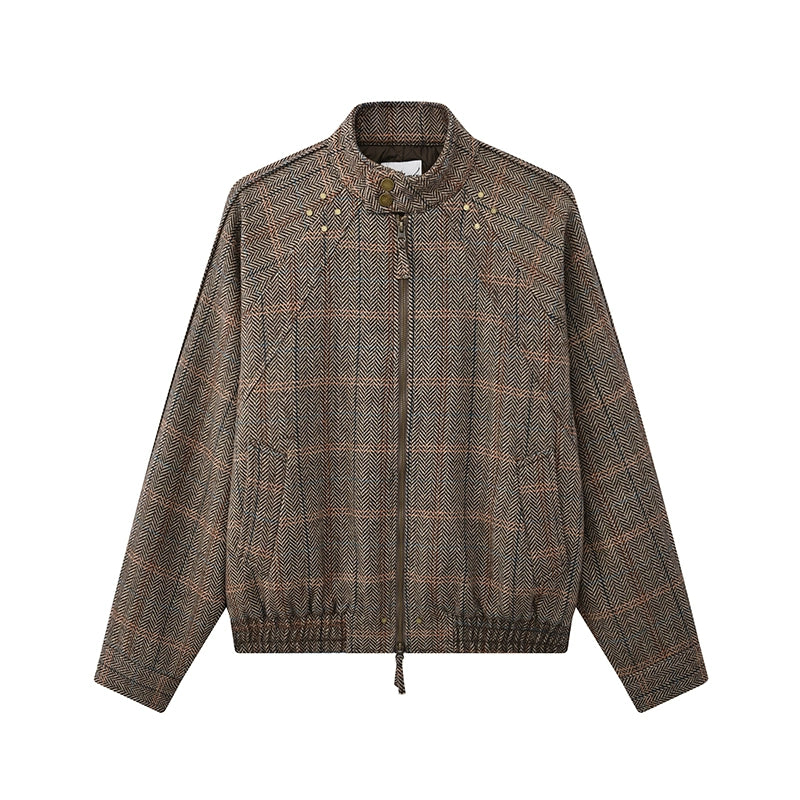 Wool Check Harrington Padded Jacket