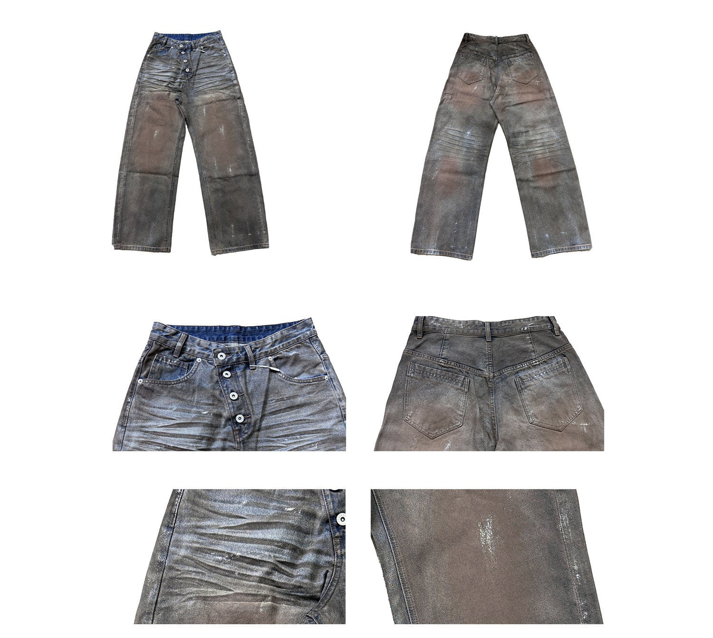 Brushed silver dirty blue washed jeans