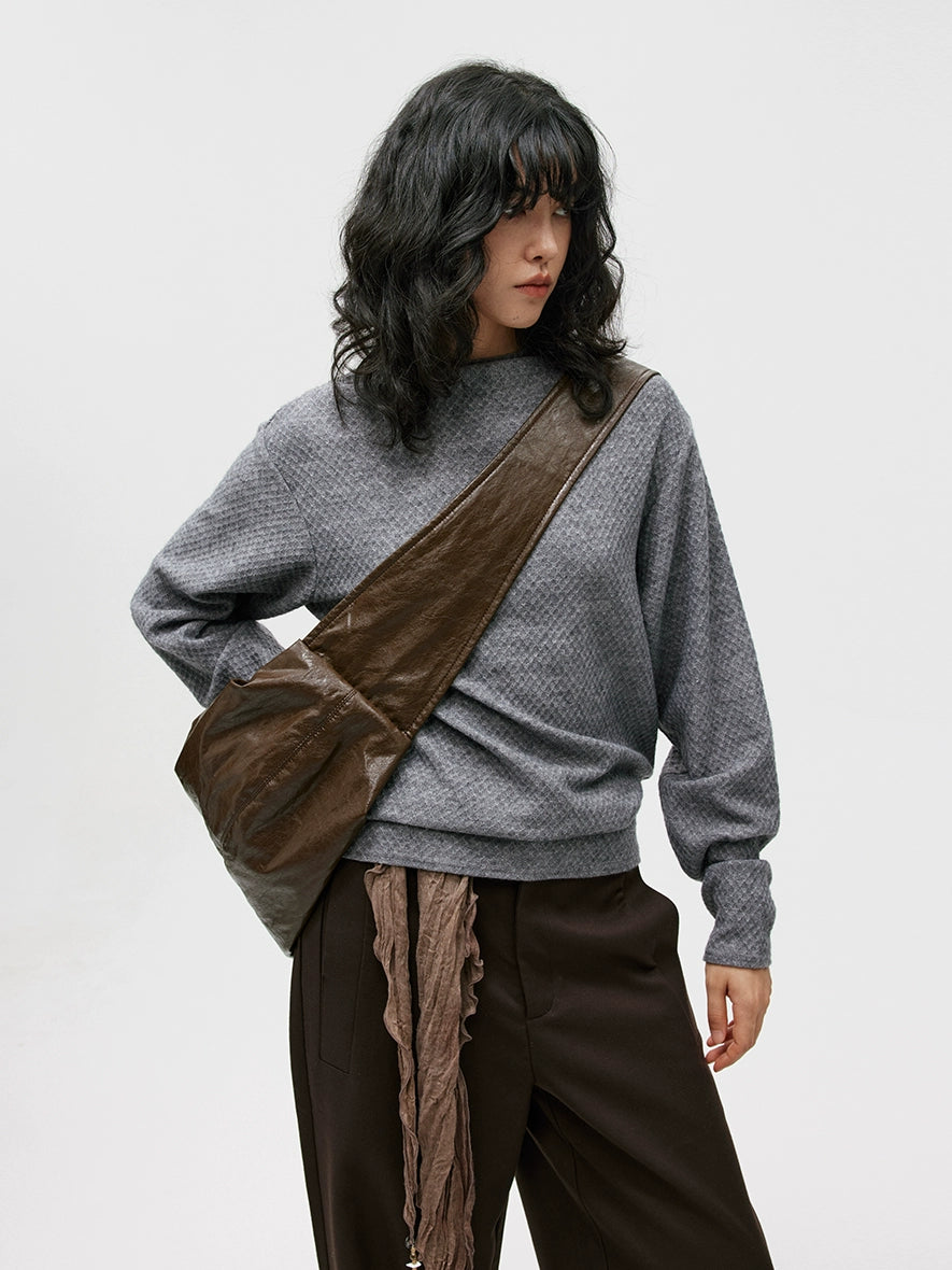 NATURAL TEXTURE LEATHER SHOULDER BAG