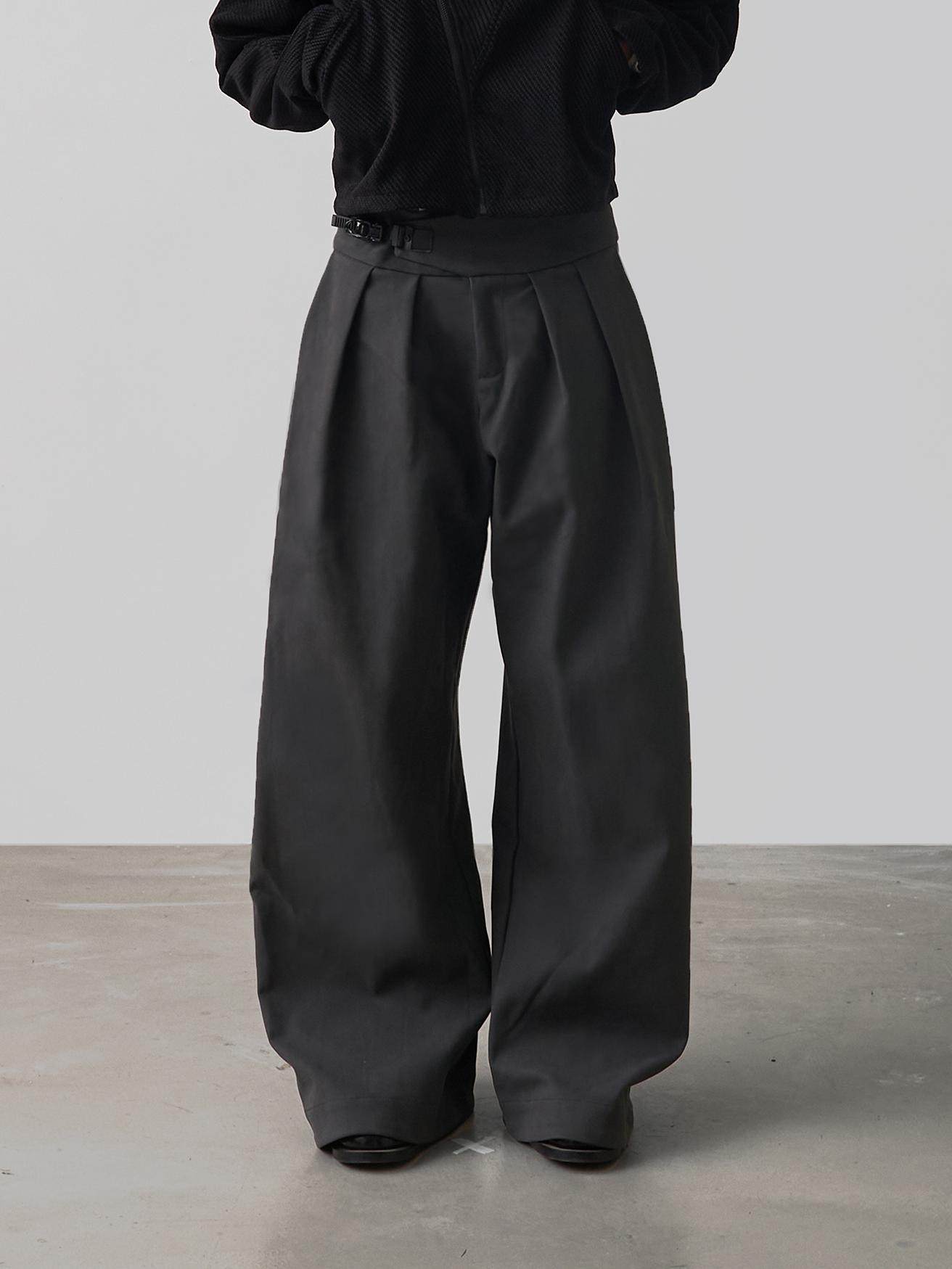 Slide buckle wide-leg trousers