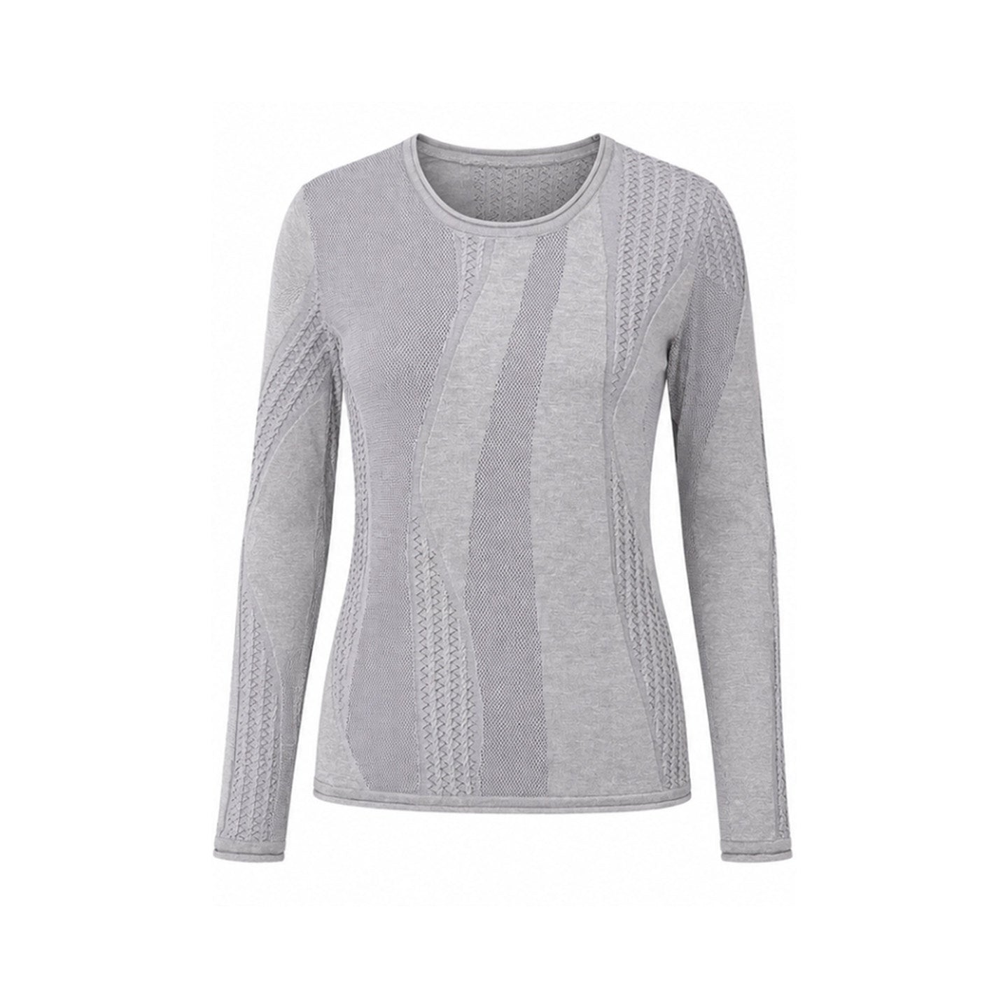 Patchwork sheer long-sleeve sweater