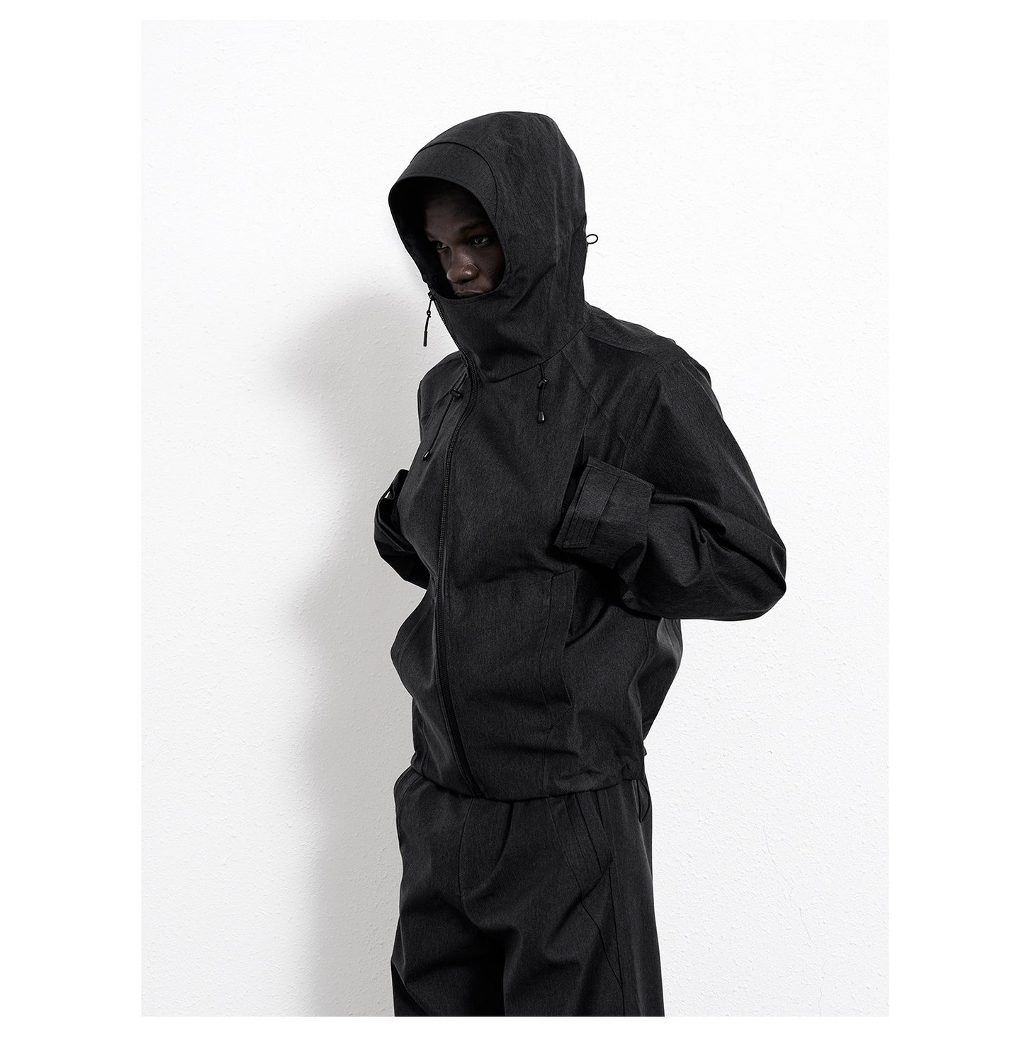 Denim texture arc waterproof jacket