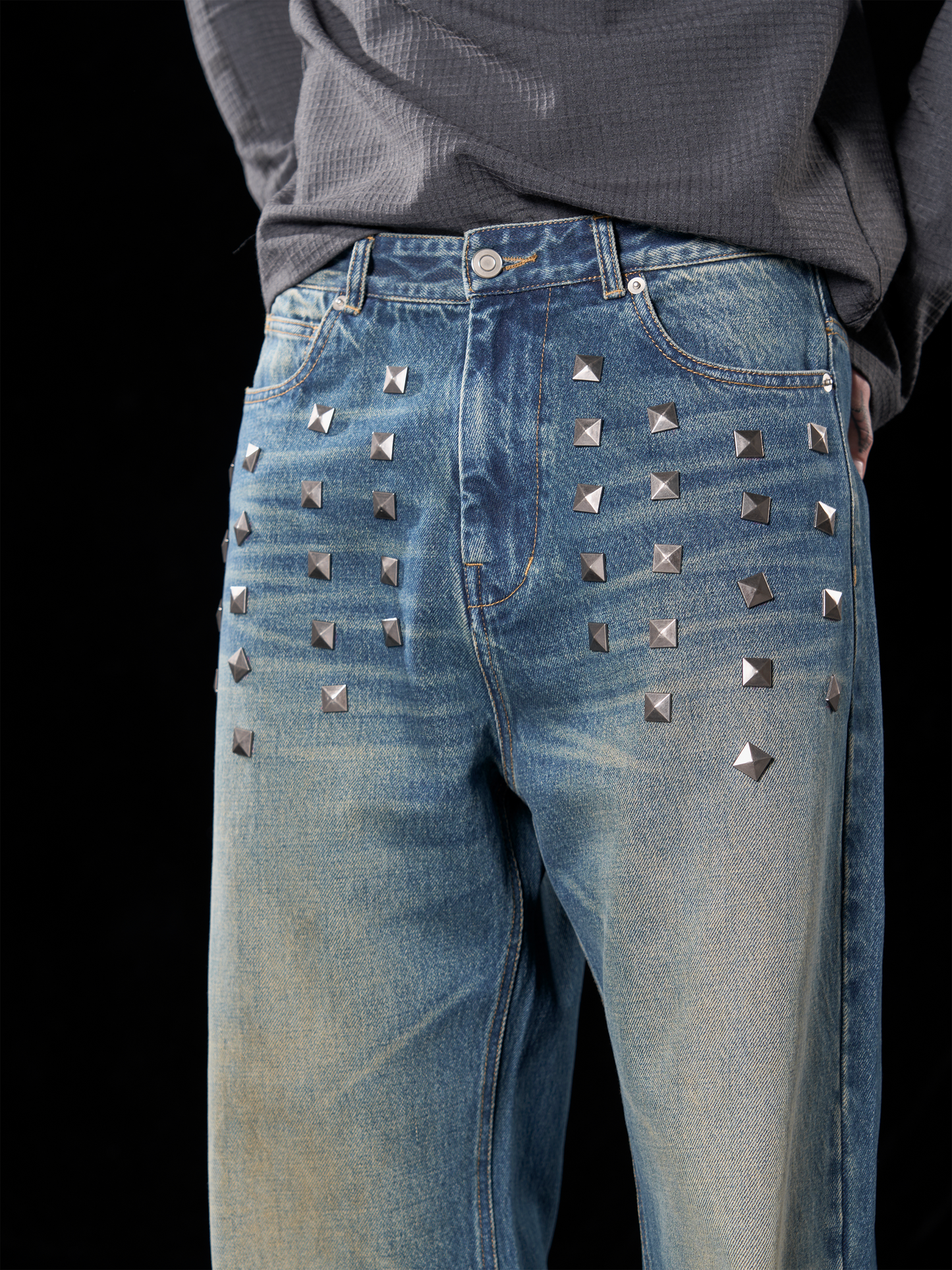 washed baggy studs Jeans