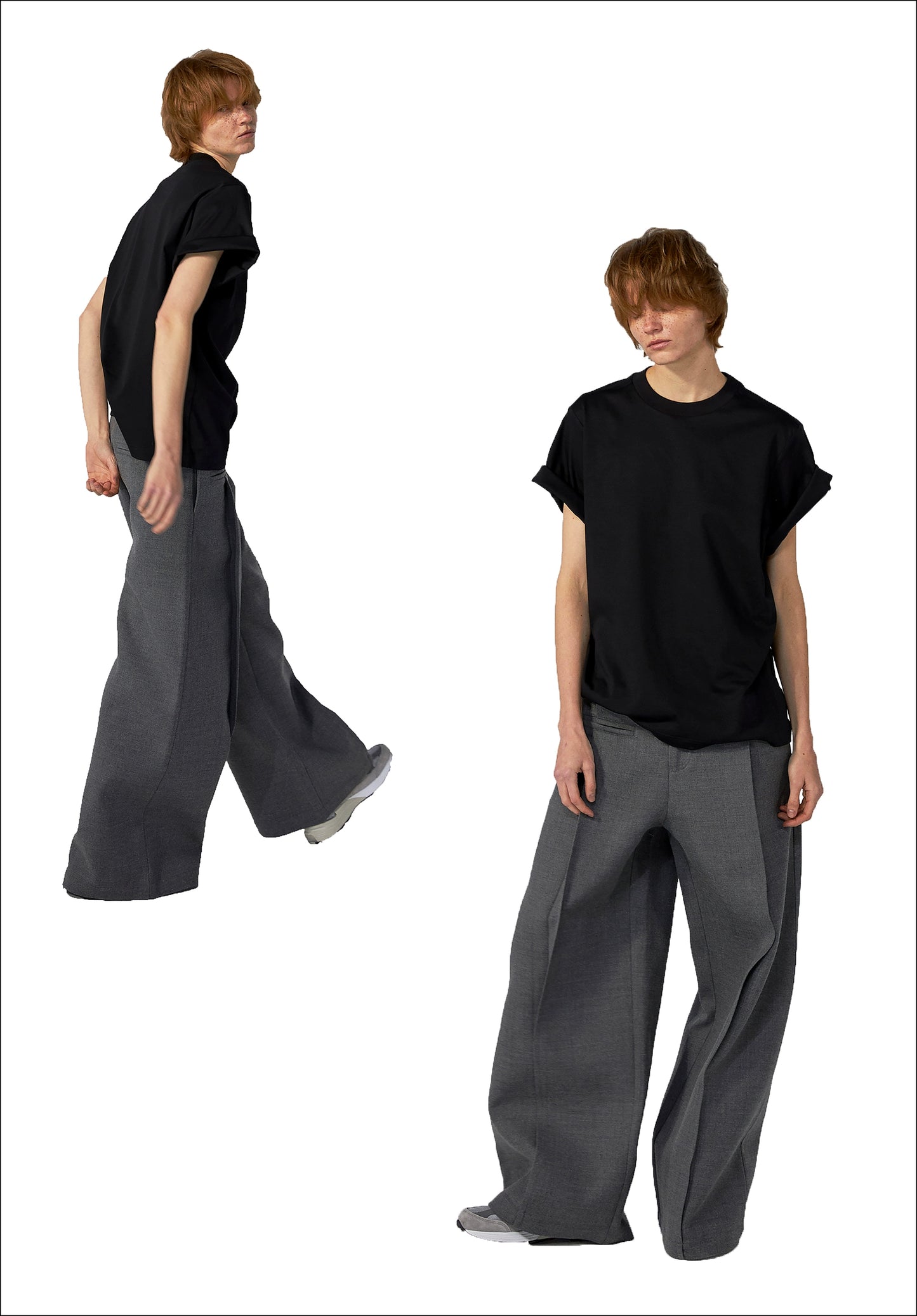 Wide-Leg front pocket Trouser Grey