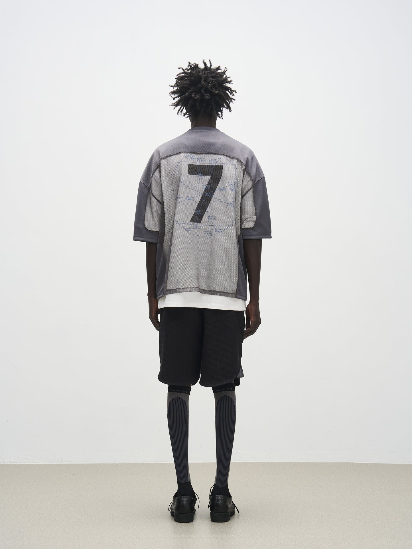 College Skeleton Net Short Sleeve Rugby Jersey T-Shirt
