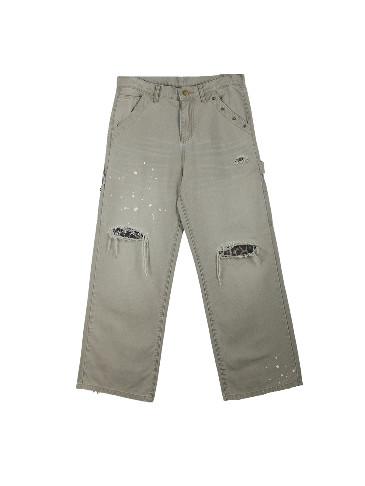 faded studs cargo jeans