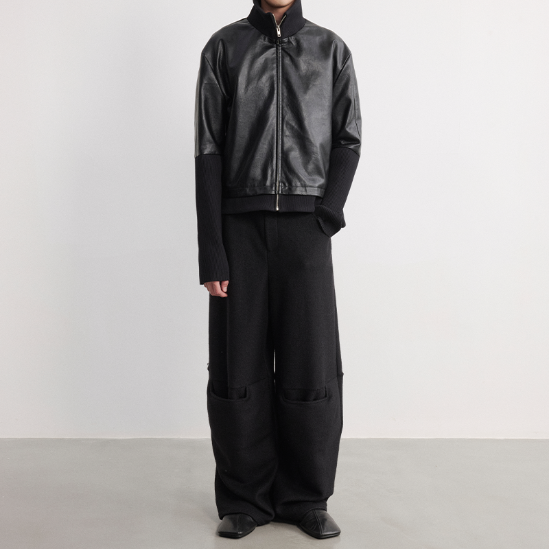 Knee Spacer Wool Wide Leg Trouser