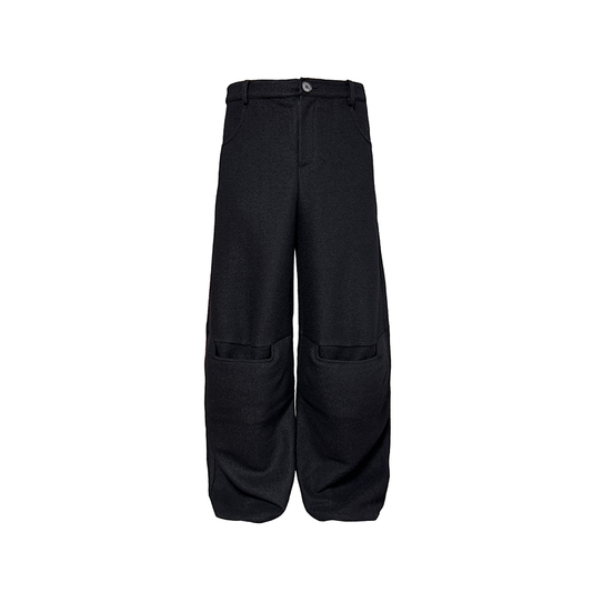 Knee Spacer Wool Wide Leg Trouser