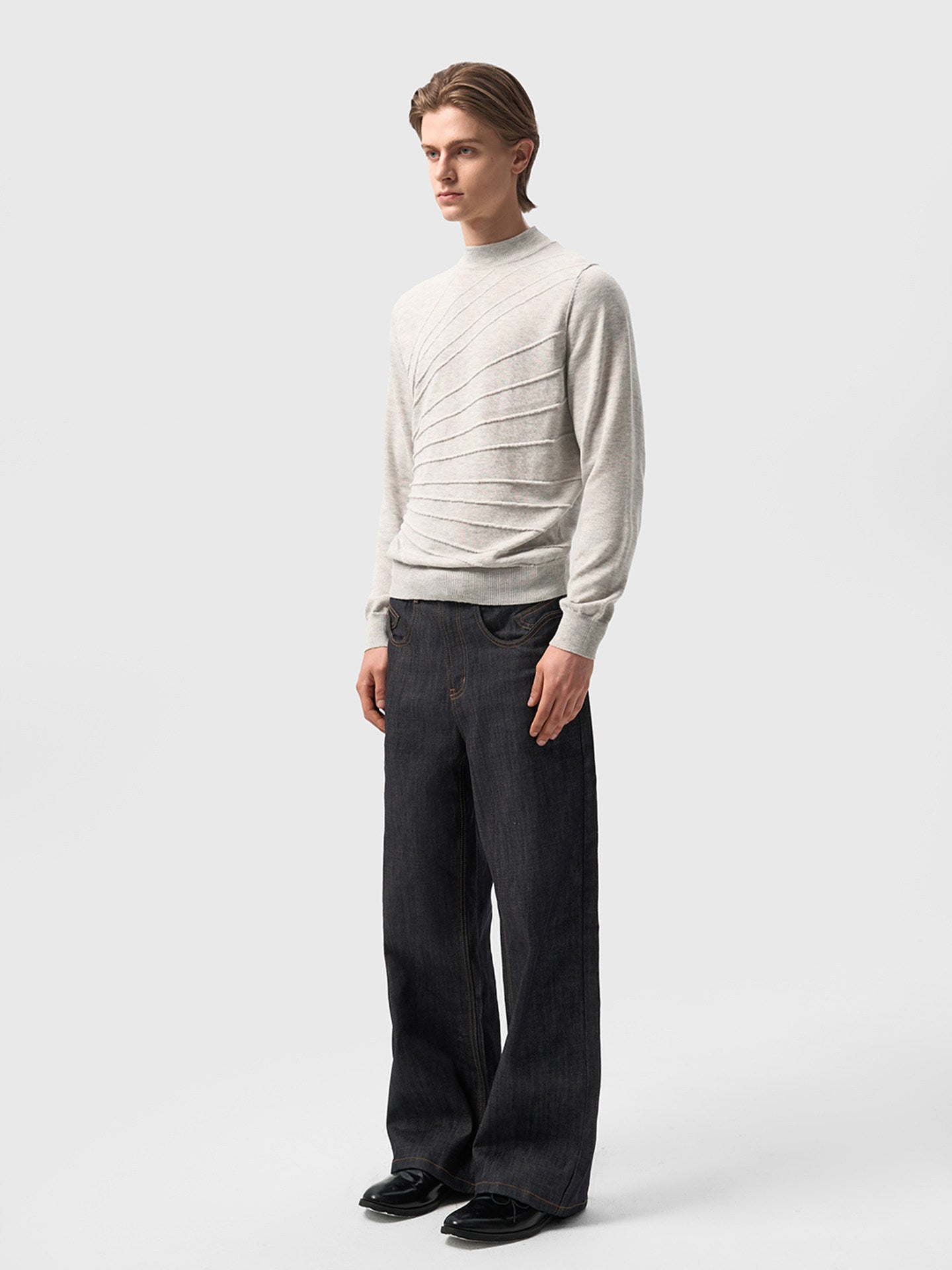 Sculpture jacquard long-sleeve T-shirt