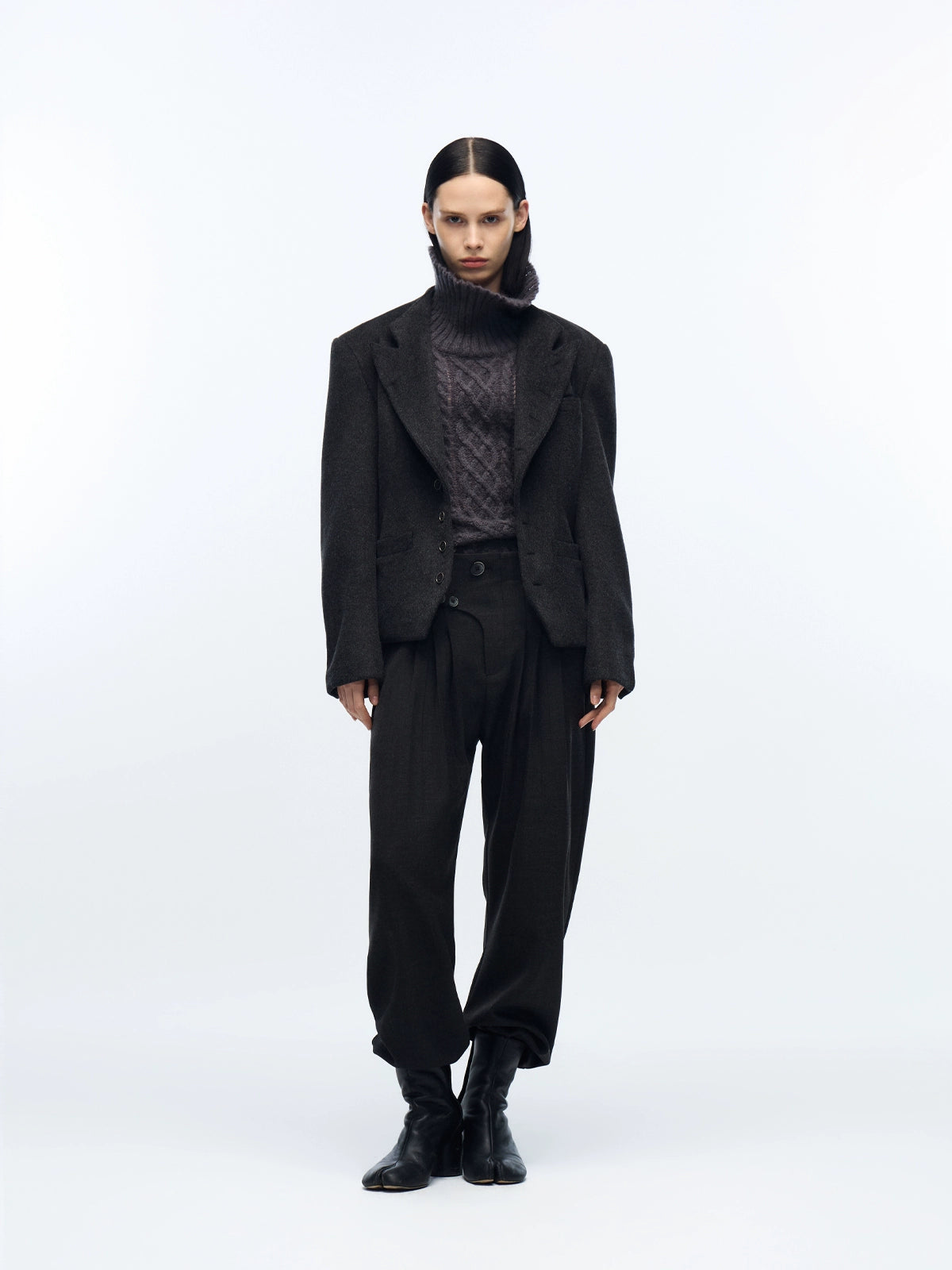 "Vene" Italian stand collar sheep wool jacket