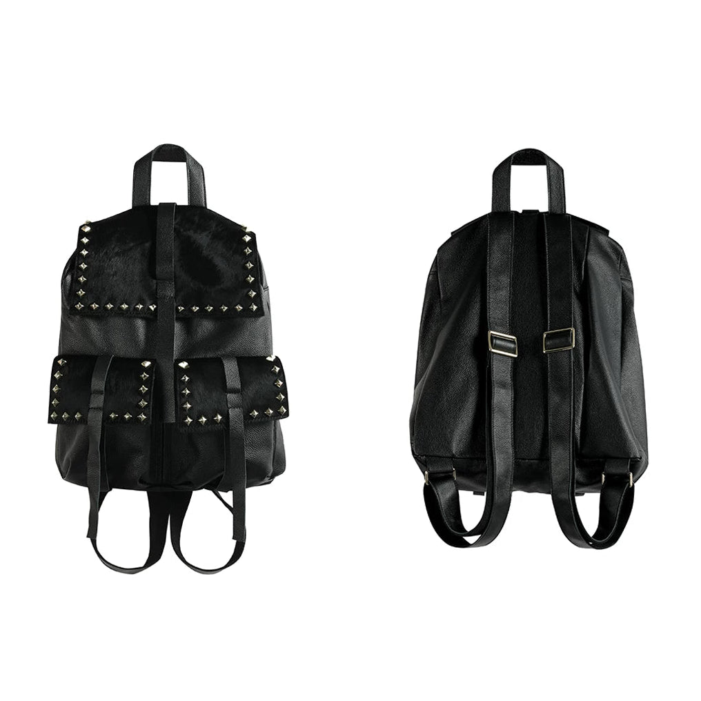 noEmosen Rivet vintage punk leather backpack