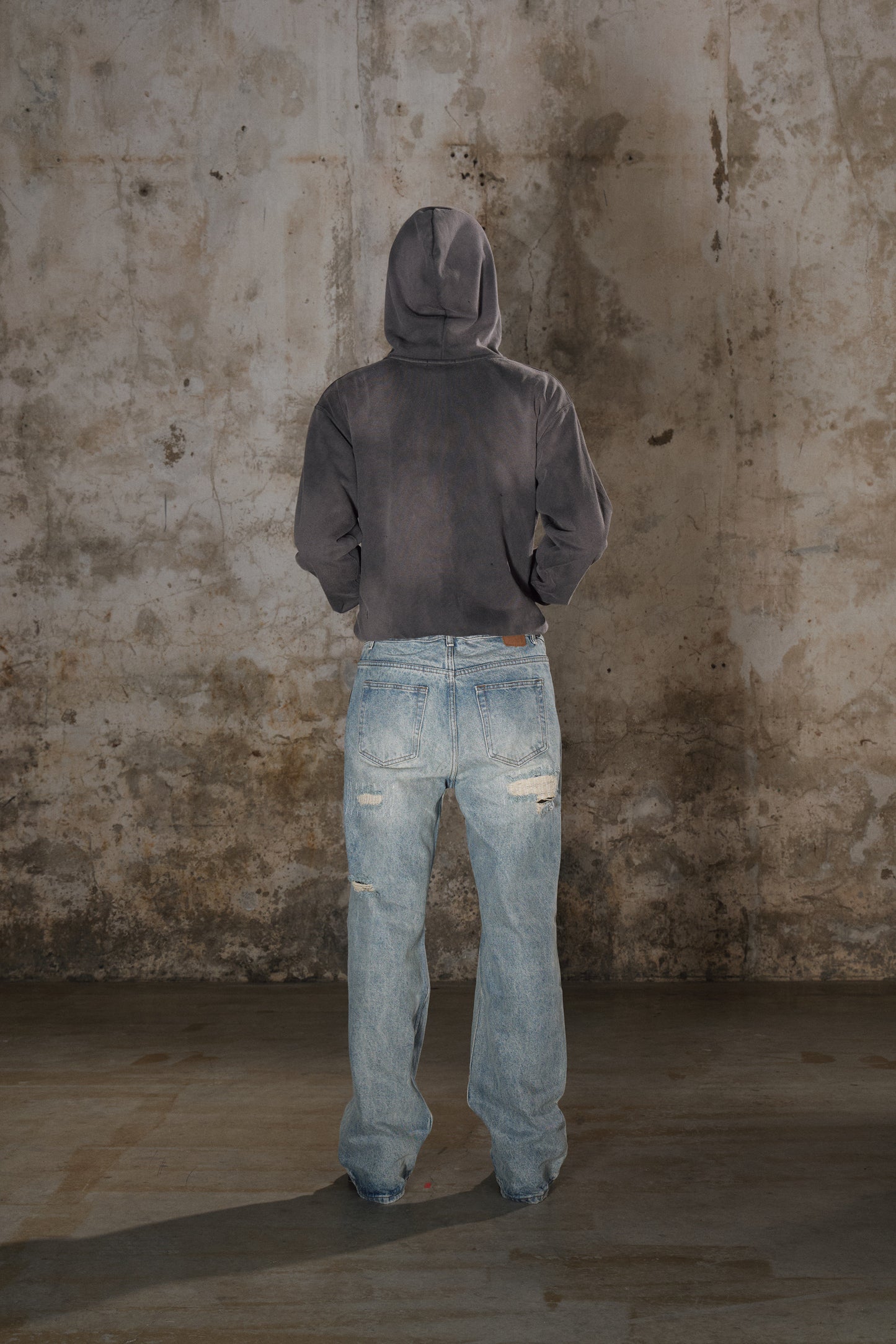 Roll Straight Ripped Patch Jeans