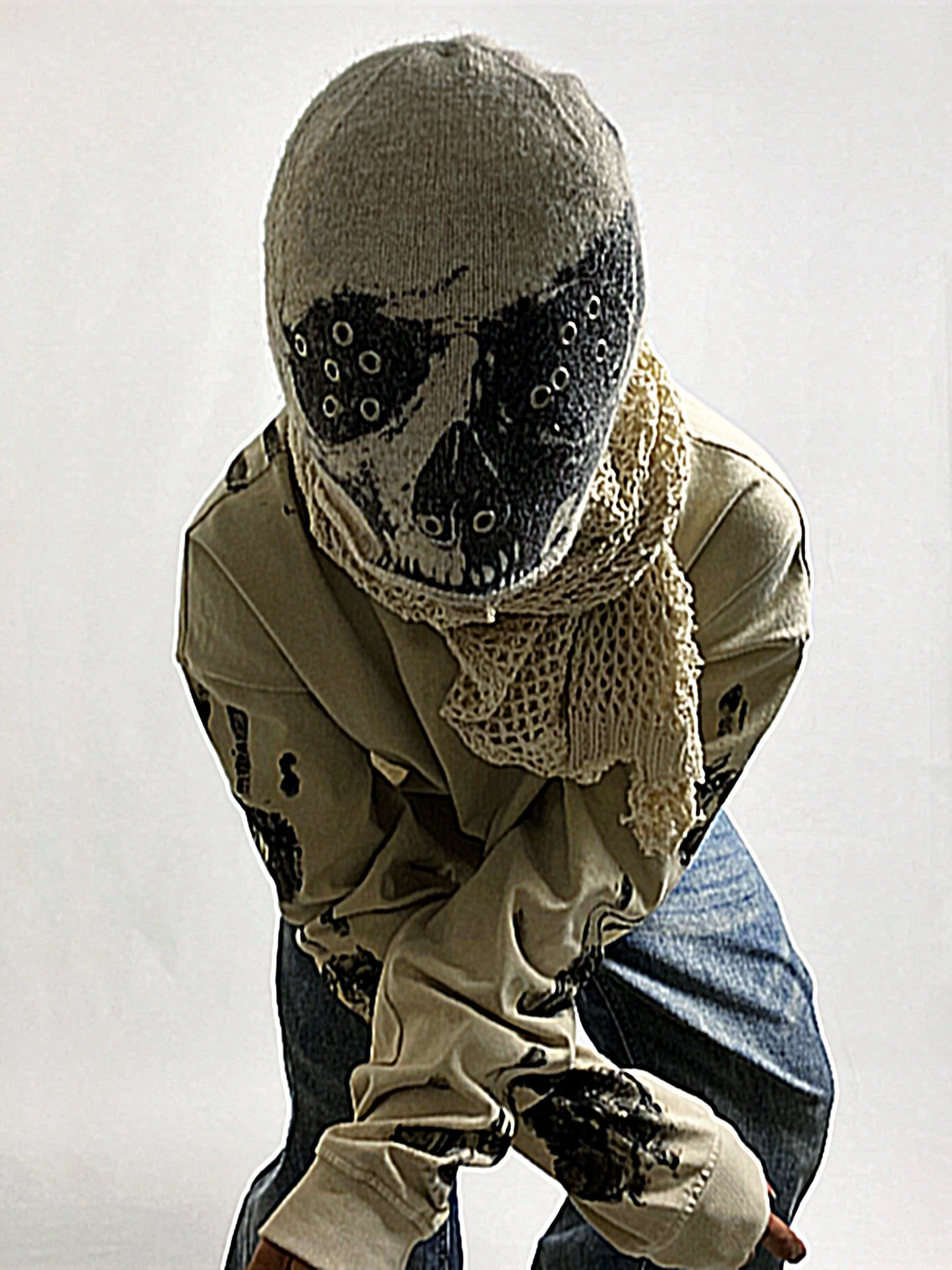 Skull Print Knit Benie