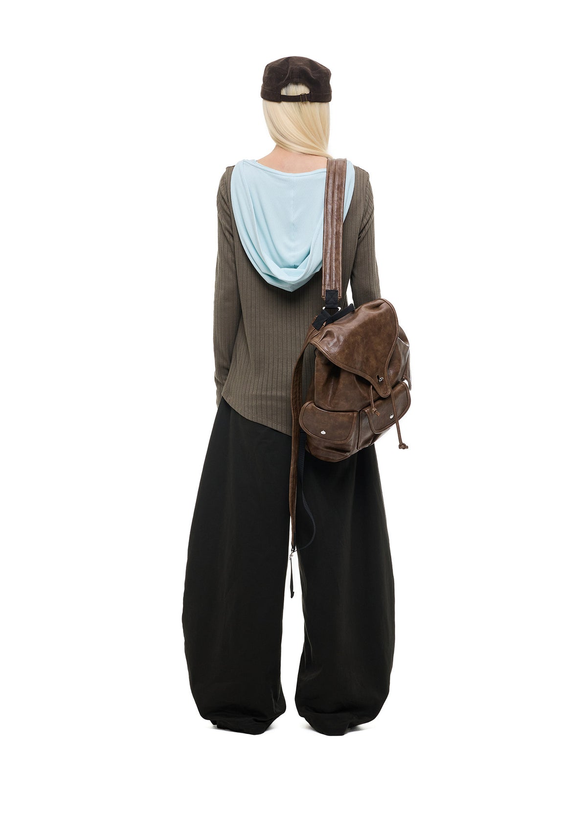 Fake layered hooded knit cardigan