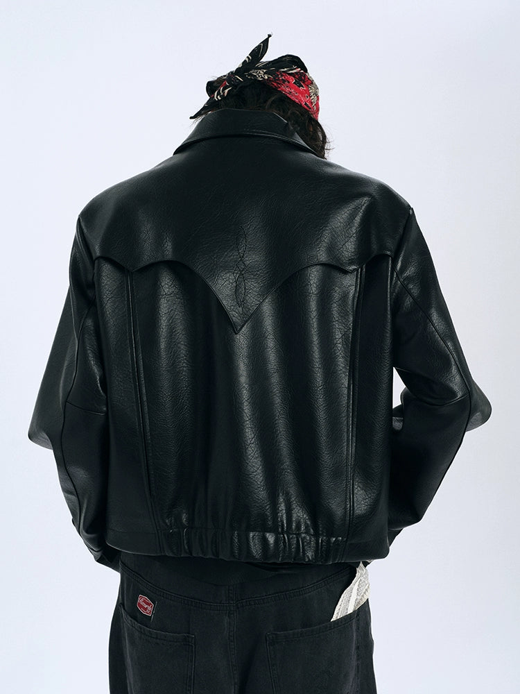 Boxy Western Leather Cropped jacket