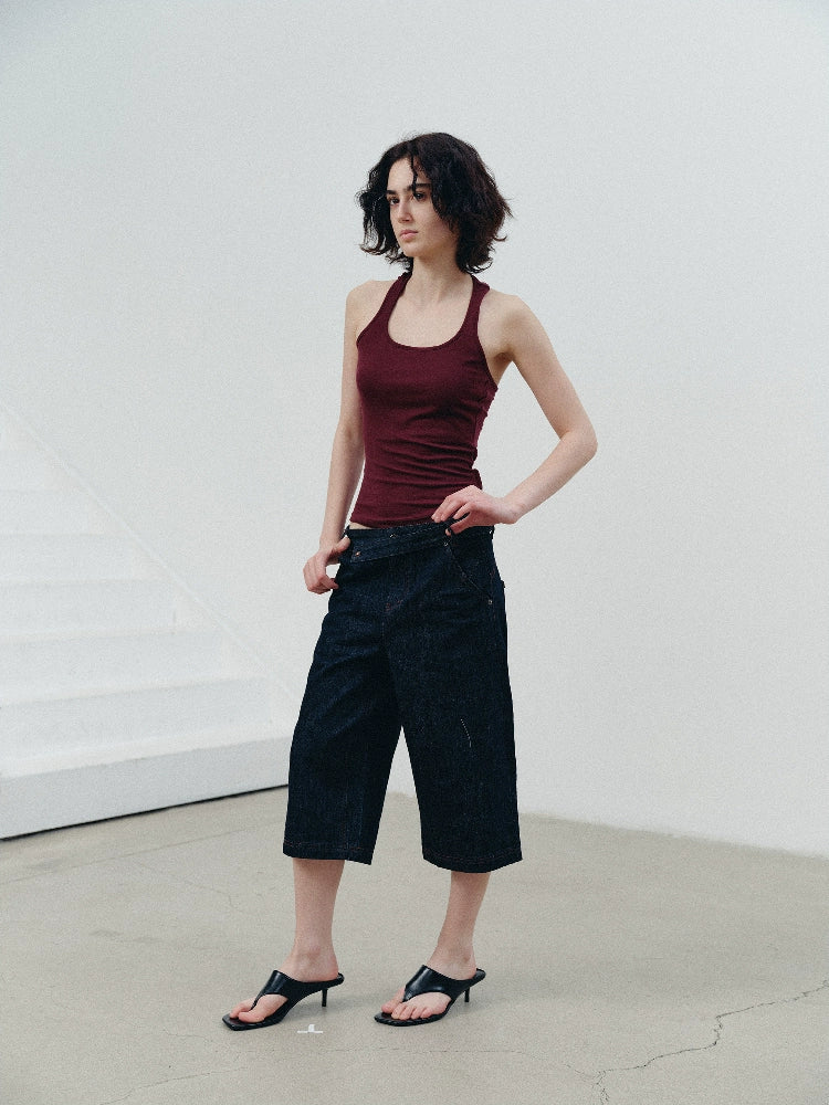 Jewel Belt Cow Straight-leg Jorts