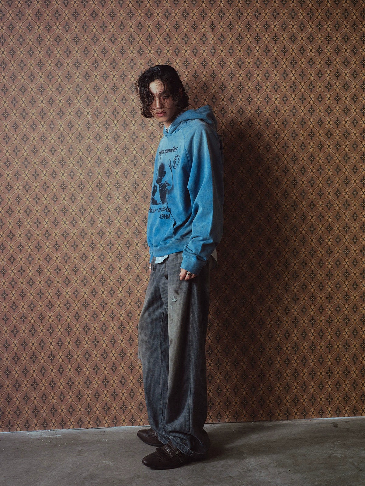 Patchwork Striped Hand-Painted Jeans