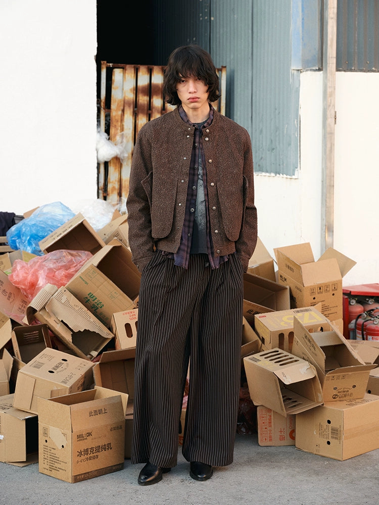 Washed Destroyed Leopard Jacket