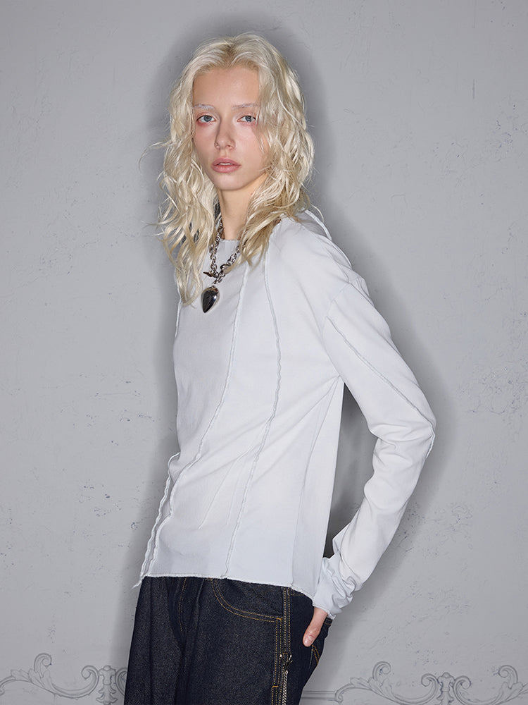 Irregular slim long sleeve T-shirt