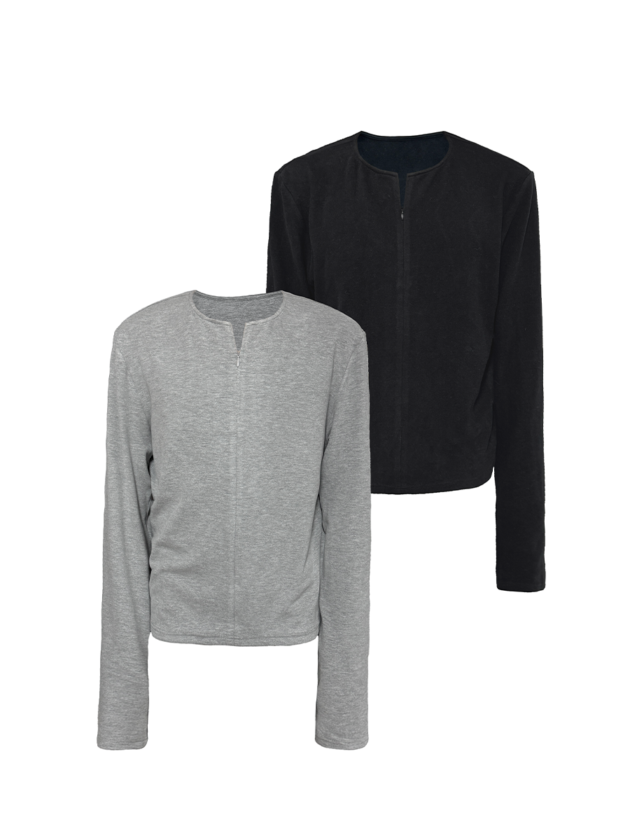 Half-Open Zip Long Sleeve T-shirt