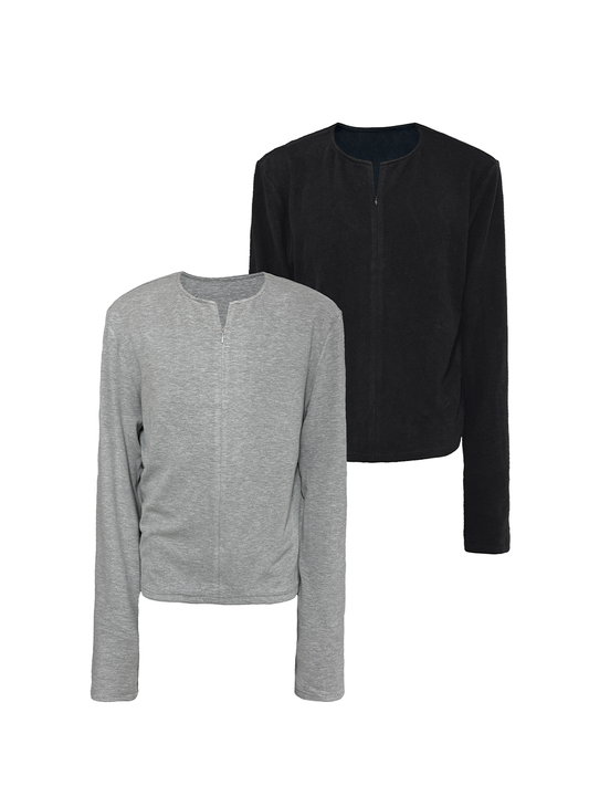 Half-Open Zip Long Sleeve T-shirt