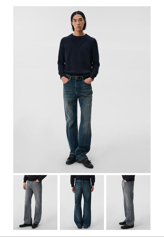 Cold water washed slimfit classic denim pants