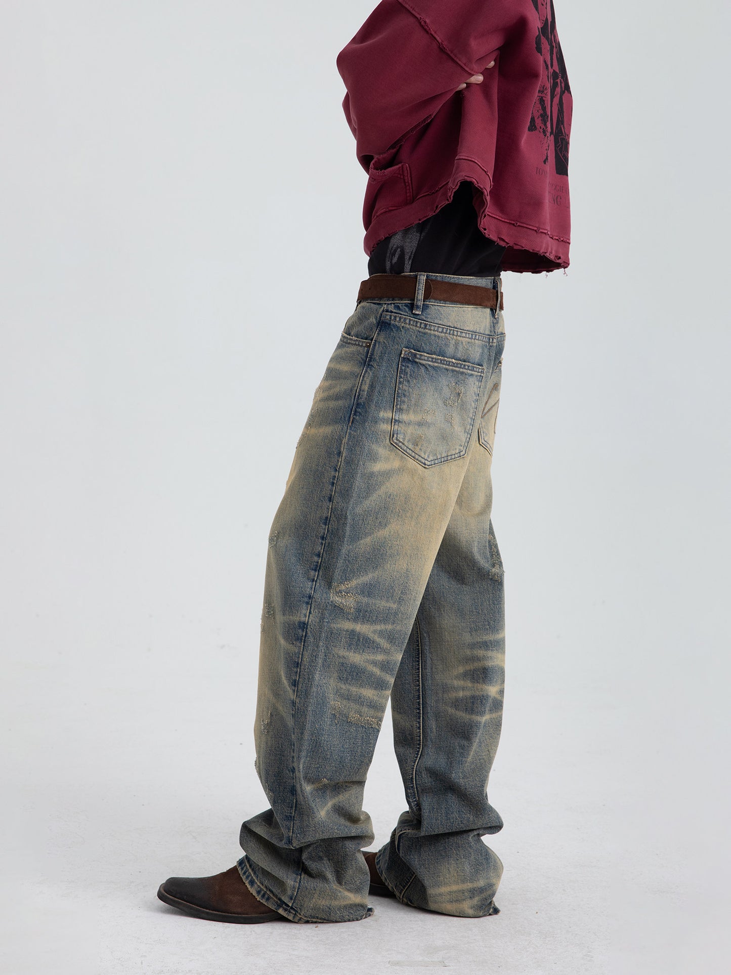 Mud loose straight-leg jeans