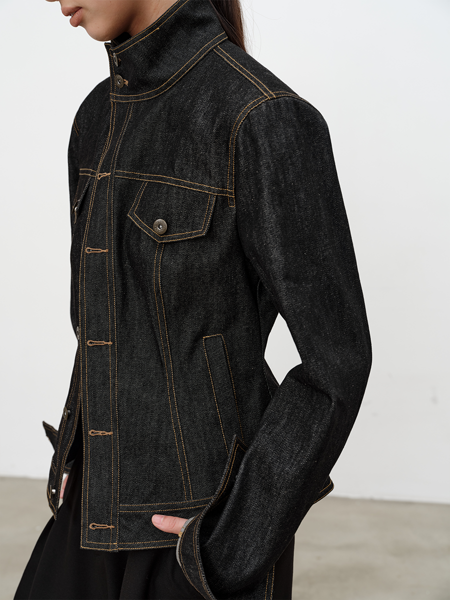Slanted Placket Denim Jacket 12oz