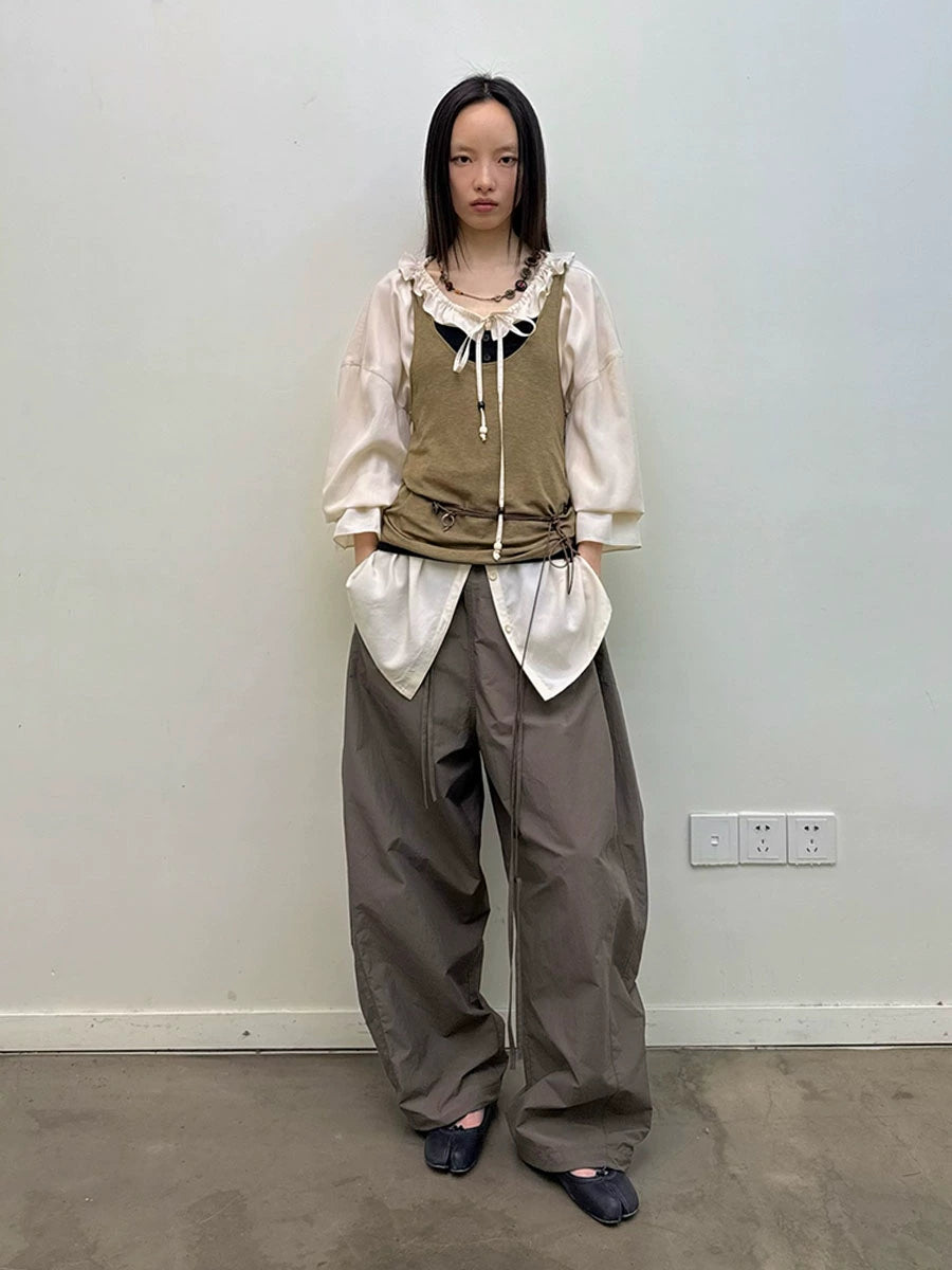 Wide Leg Paratrooper Trousers