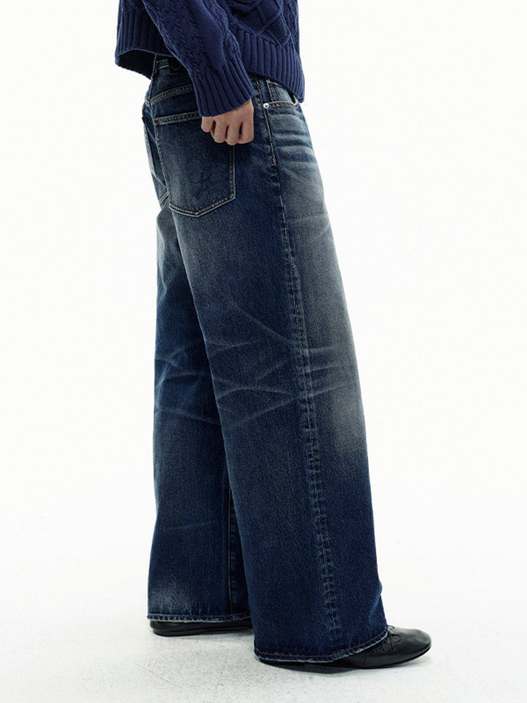 Straight Washed Blue Cow Jeans