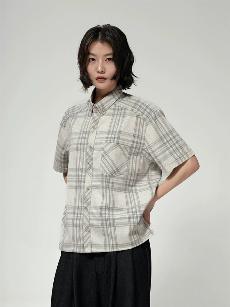 Checked short-sleeve shirt