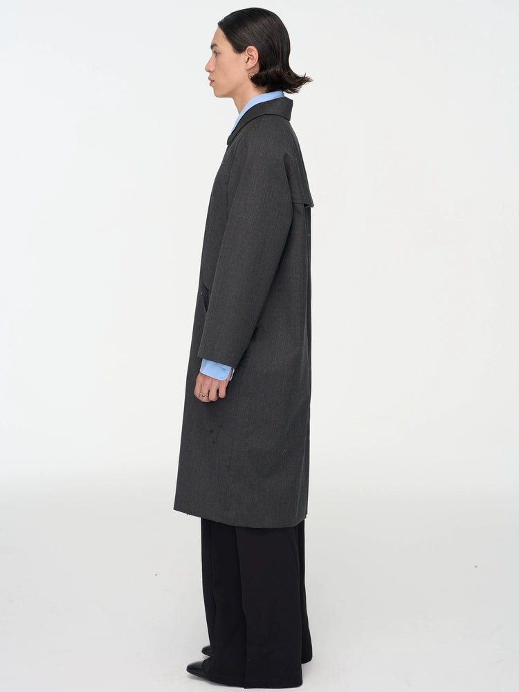 Curved Split Wool Coat