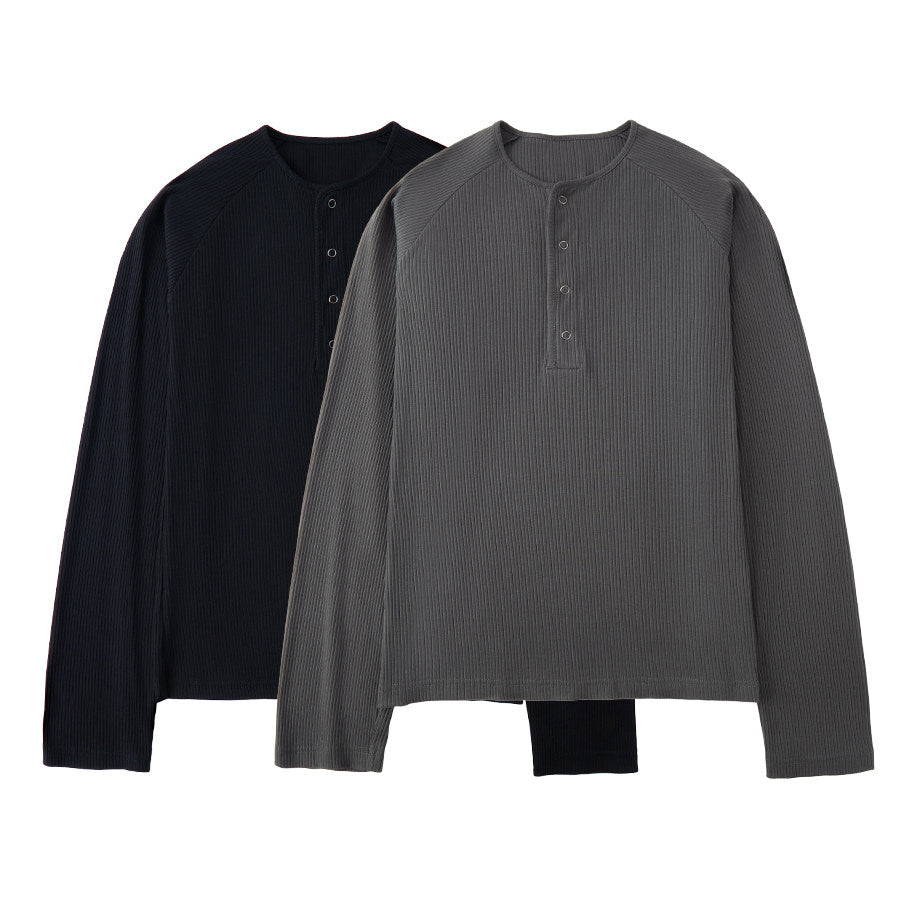 Pit strips slim henry collar long sleeve t-shirt