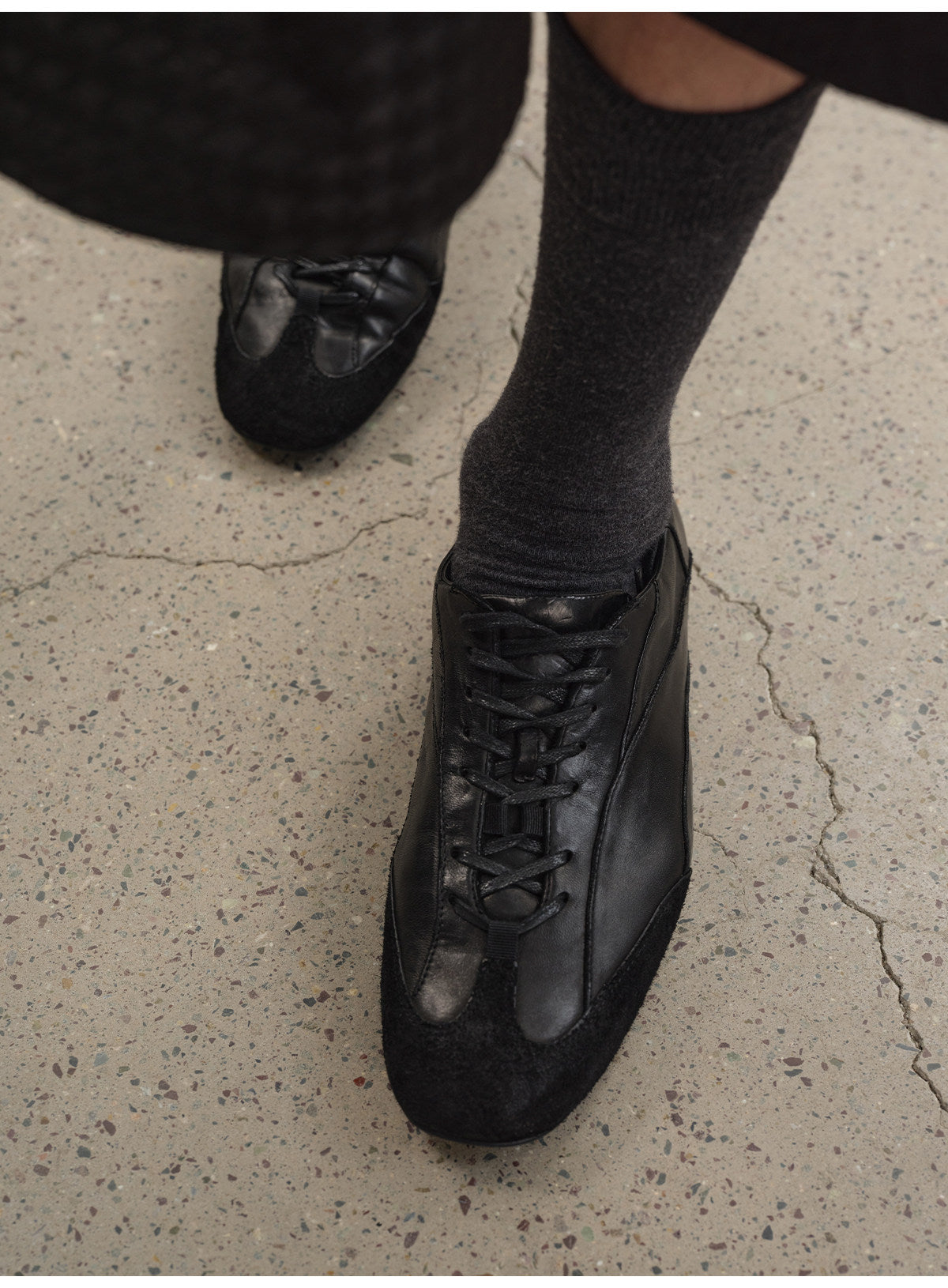 Washed horse leather shoes