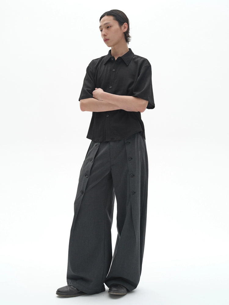Wide Leg Button Suit Pants