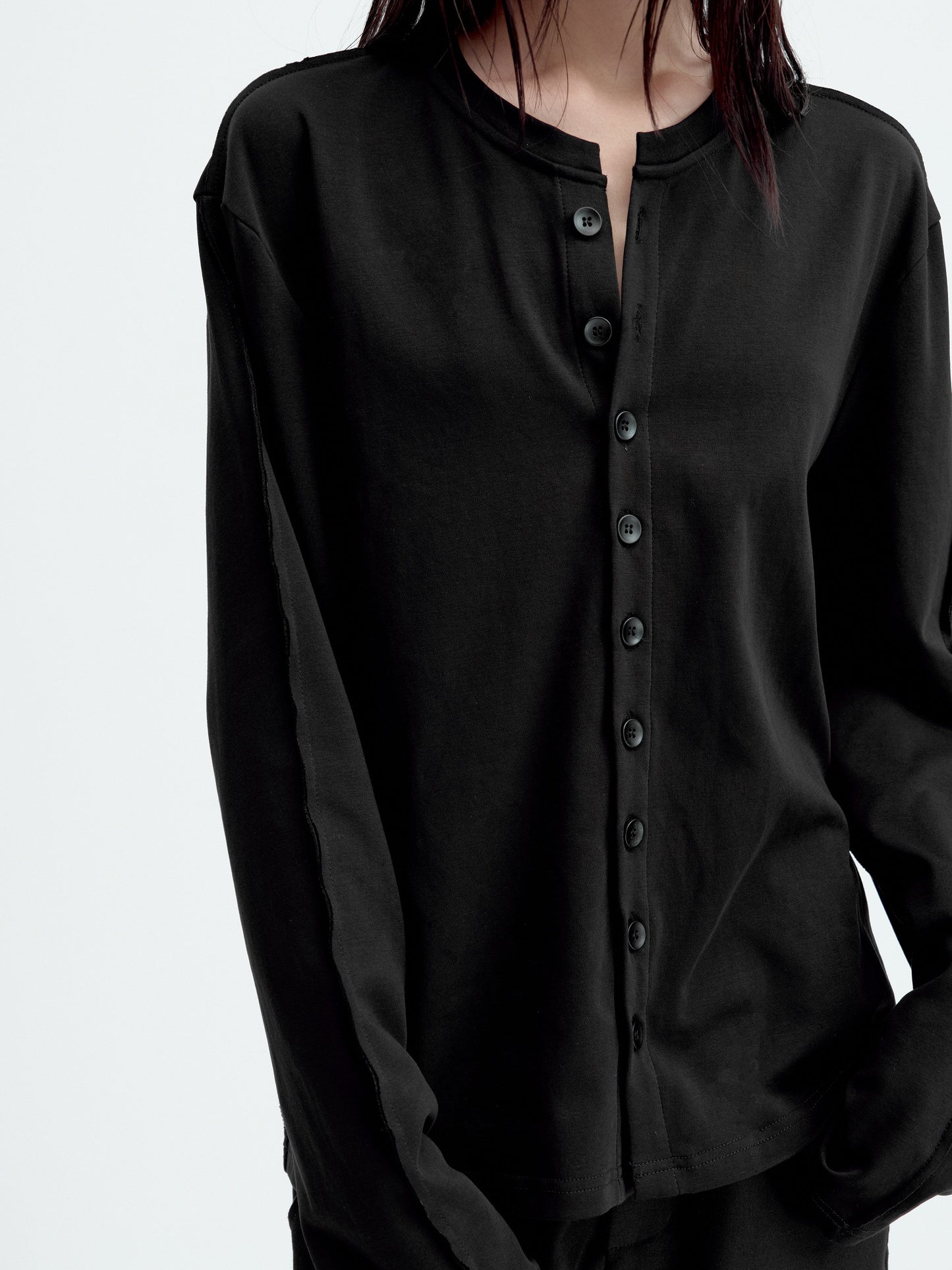 Layered matte button cardigan