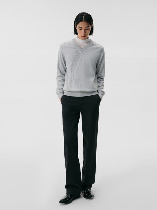Patchwork saddle shoulder knit