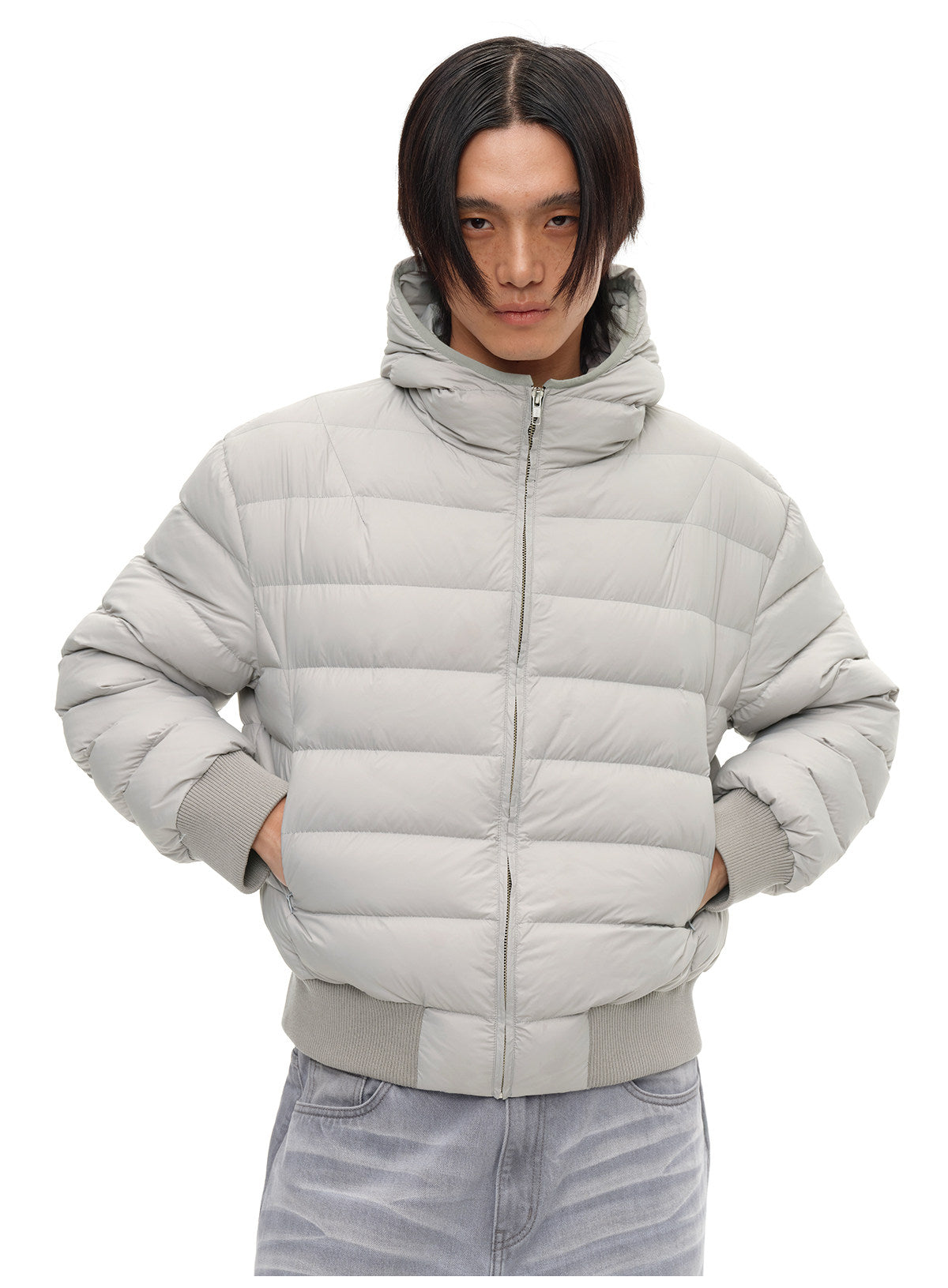 Loose Hooded Pork Rib Down Jacket