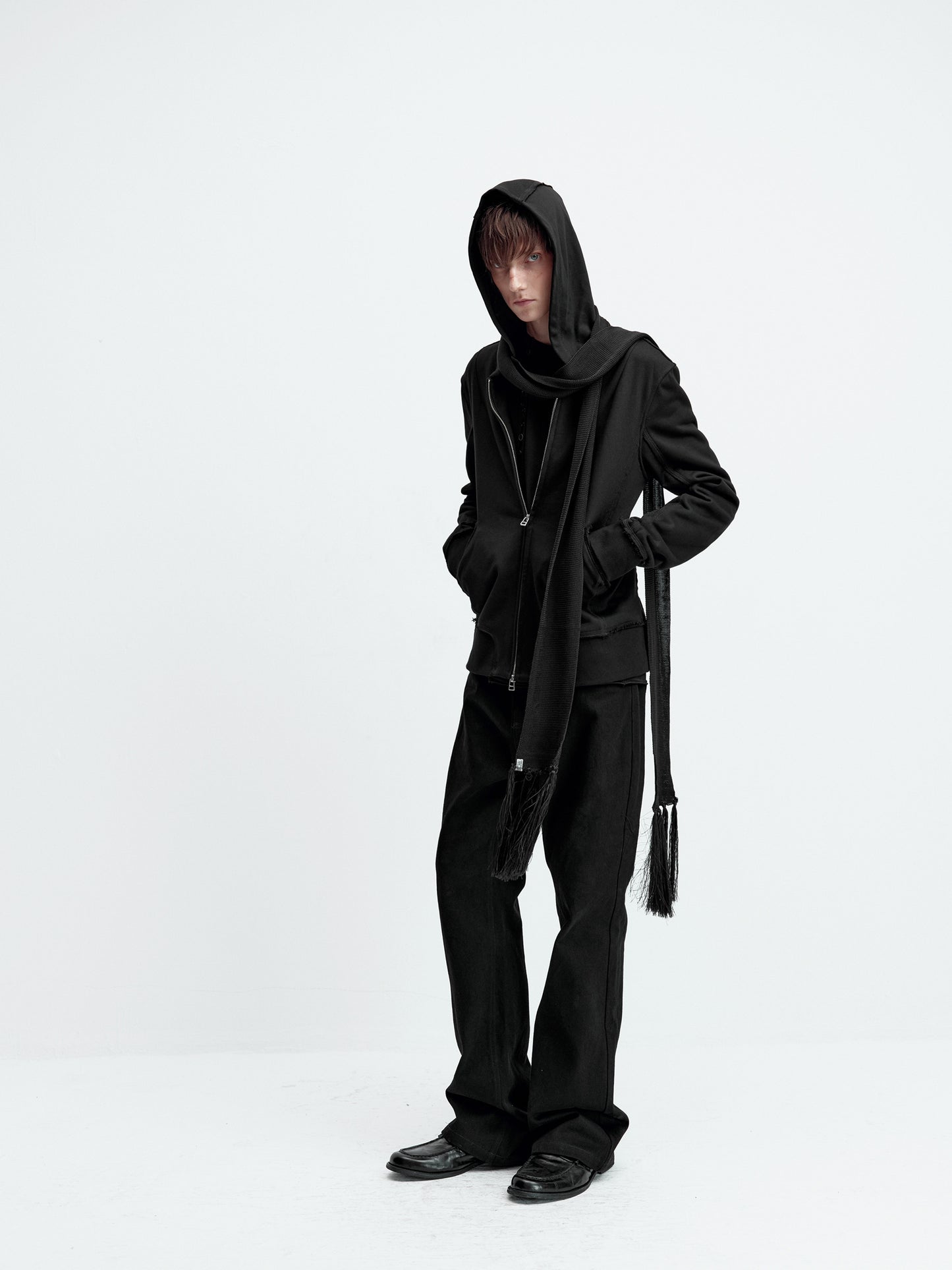 Back-stitched zipper hoodie