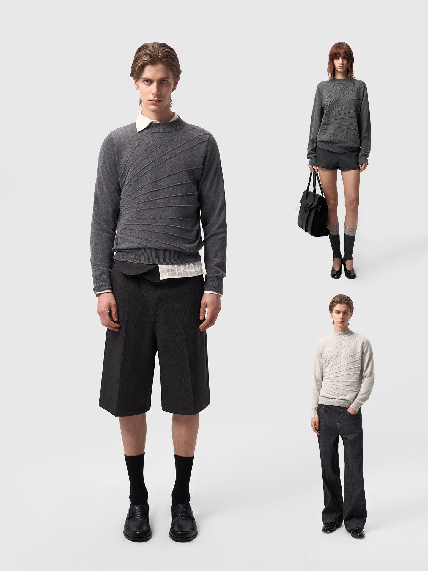 Sculpture jacquard long-sleeve T-shirt