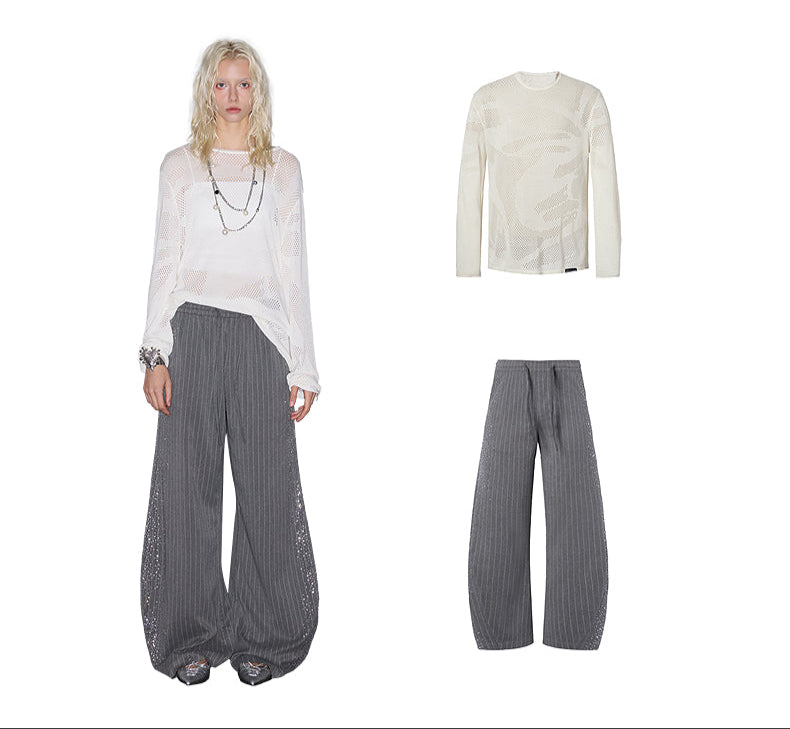 Striped Diamond Wide-leg Scimitar Trouser