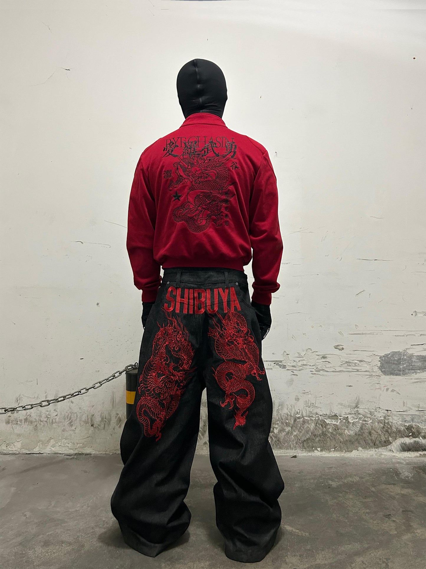 SHIBUYA HEAVY INDUSTRIES DRAGON EMBROIDERY REVERSIBLE JEANS