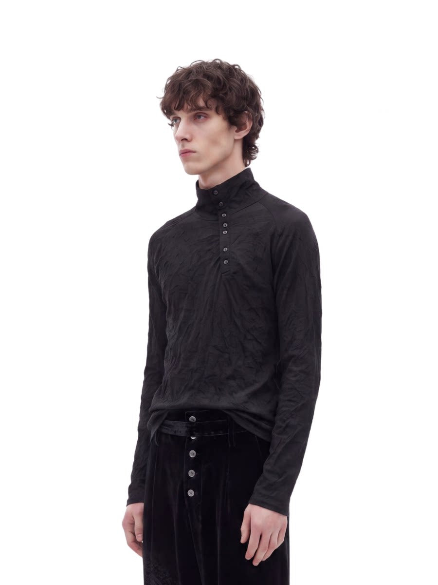 "Violin" pleated long-sleeve base T-shirt