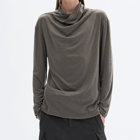 Wrap Neck Long Sleeve T-shirt