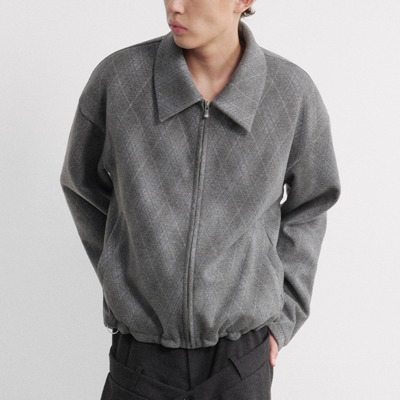 Drawstring Fleece Diamond Jacket