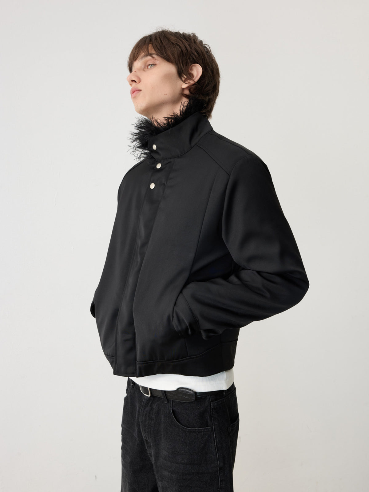 Wool Collar Slim Fit Jacket