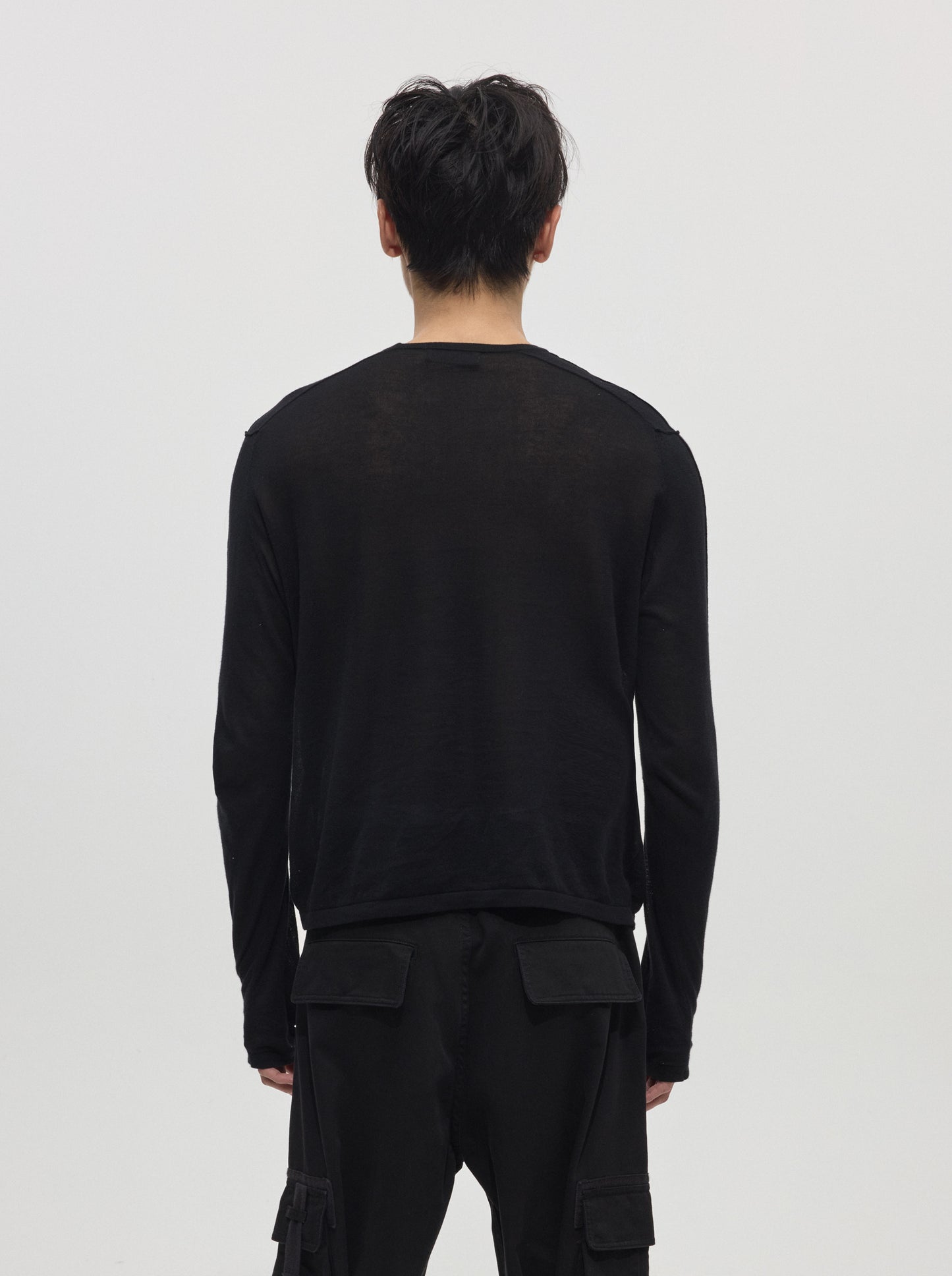 Cotton thumb hole long-sleeved shirt