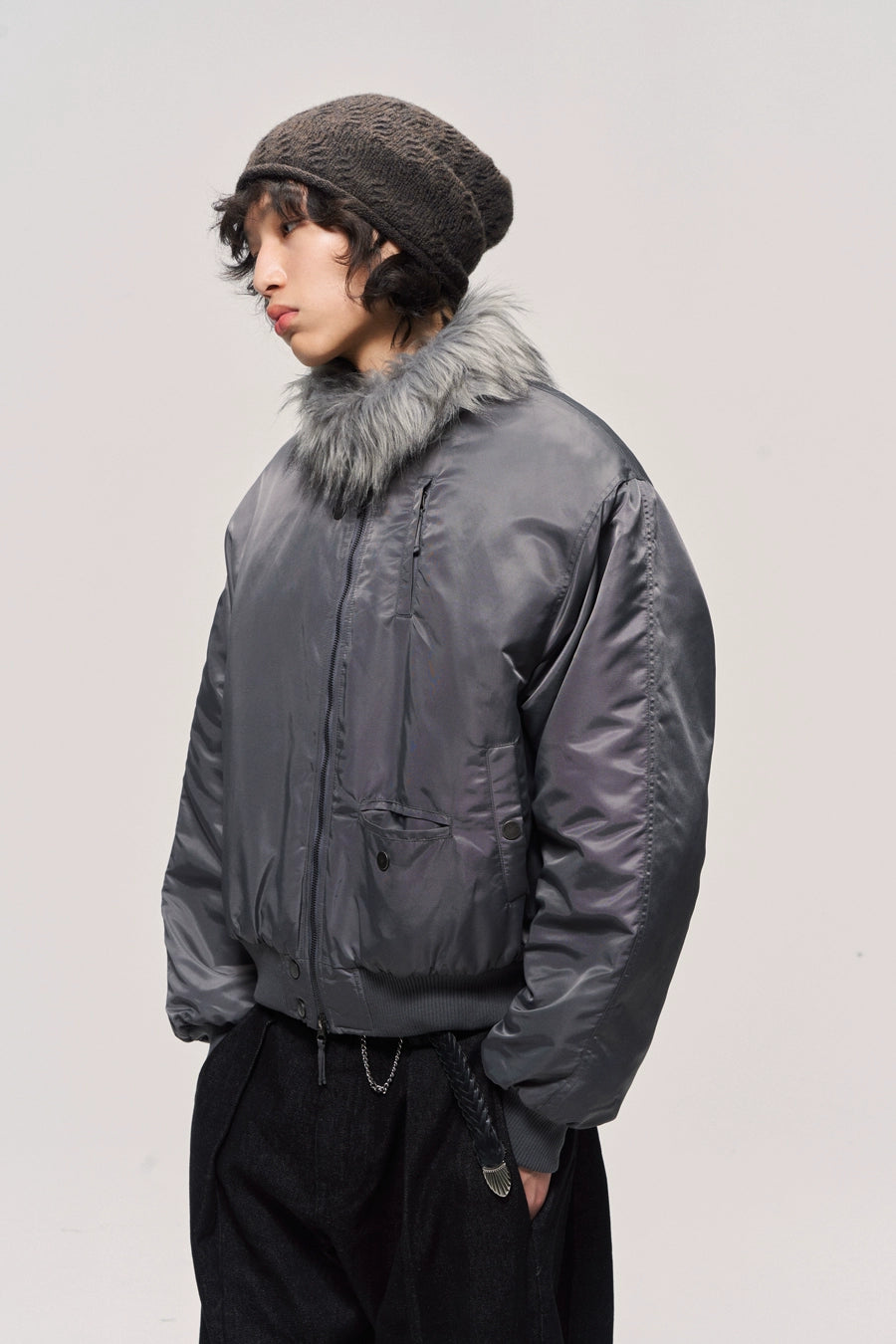 Fur Collar Padded MA-1 Bomber Jacket