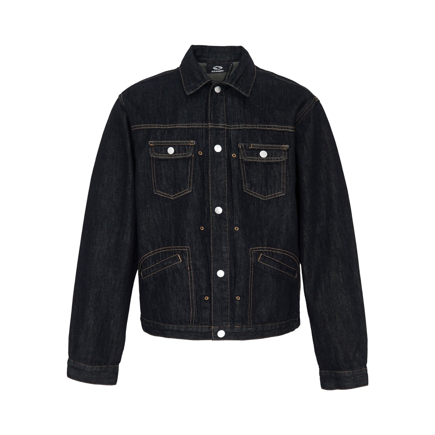 Washed raw short denim jacket
